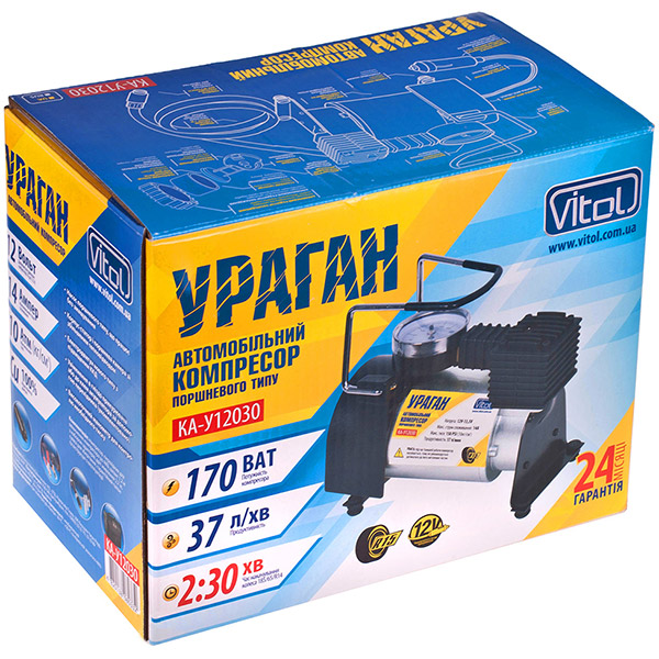 Компресcор автомобильный Vitol Ураган КА-У12030