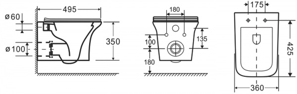 Унитаз подвесной Imprese Elanta Rimless i11565 c сиденьем Duroplast Slim Soft Close