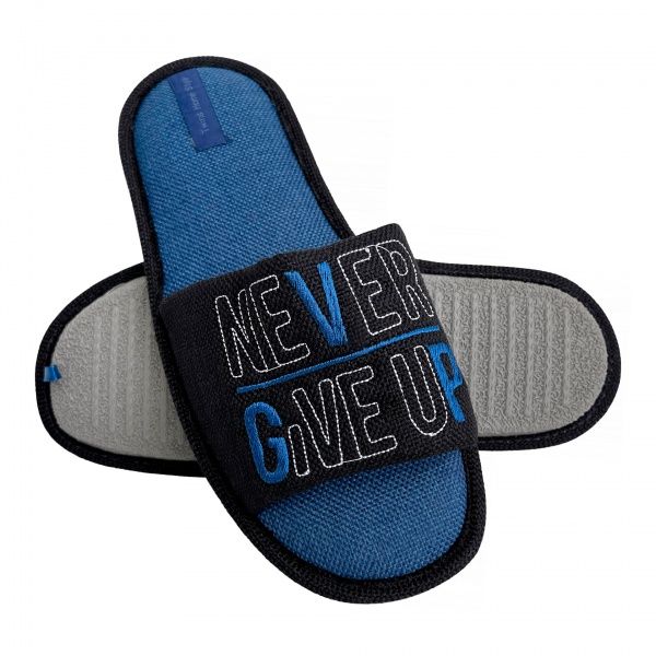 Капці домашні чоловічі HS-VL з вишивкою рогожка 9294 р.42/43 темно-синій 