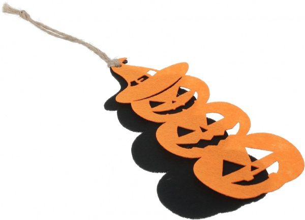 Подвесной декор из фетра Тыквы 6х15 см оранжевый с черным