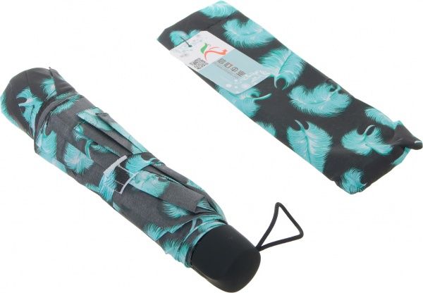 Парасолька Пір'я, складна, півавтомат бірюзовий 