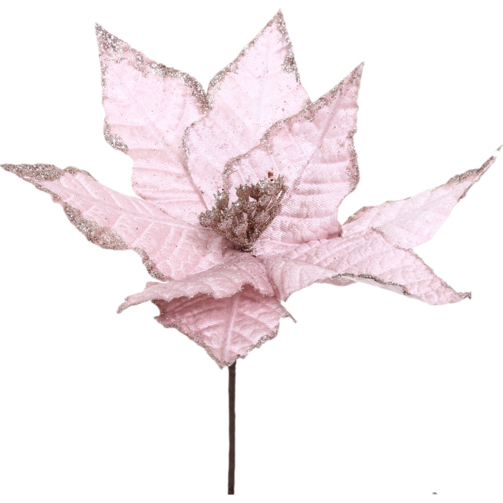 Декорація новорічна пуансетія з обідком 25 см колір в асортименті