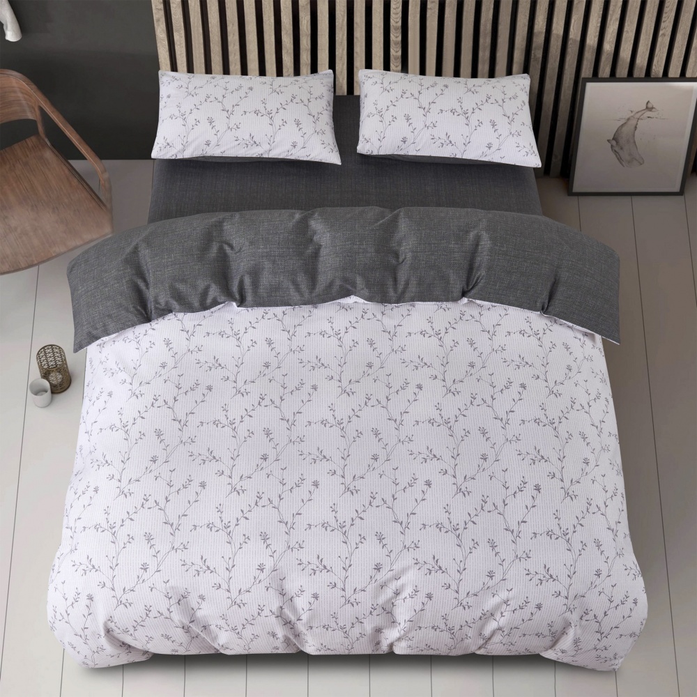 Комплект постільної білизни Marmaris 2 сірий із білим La Nuit