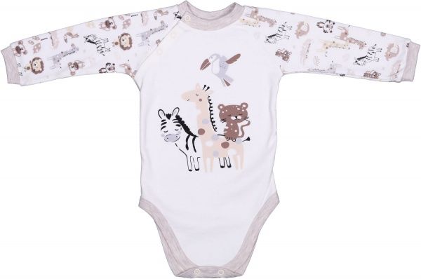 Боди детское унисекс Baby Veres Crazy Zoo цельный р.68 бежево-коричневый 