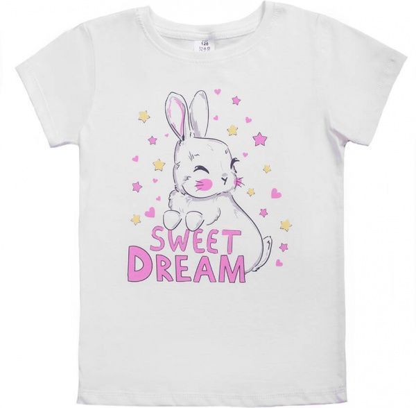 Футболка для дівчаток Luna Kids з принтом Sweet Dream р.128 білий 