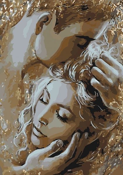 Картина по номерам Золотые объятия с золотой краской Идейка 