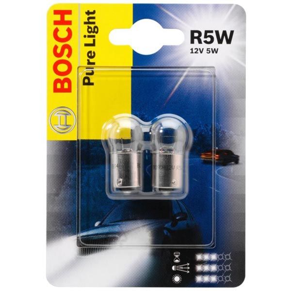 Лампа галогенная Bosch Pure Light R5W 12 В 5 Вт 2 шт