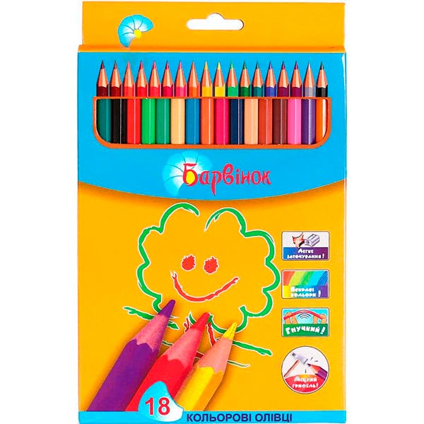 Карандаши цветные 5-203/4, 18 шт. Барвінок