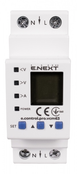 Реле напряжения ENEXT однофазное 63А с индикацией e.control.pro.vcm63 p0690103