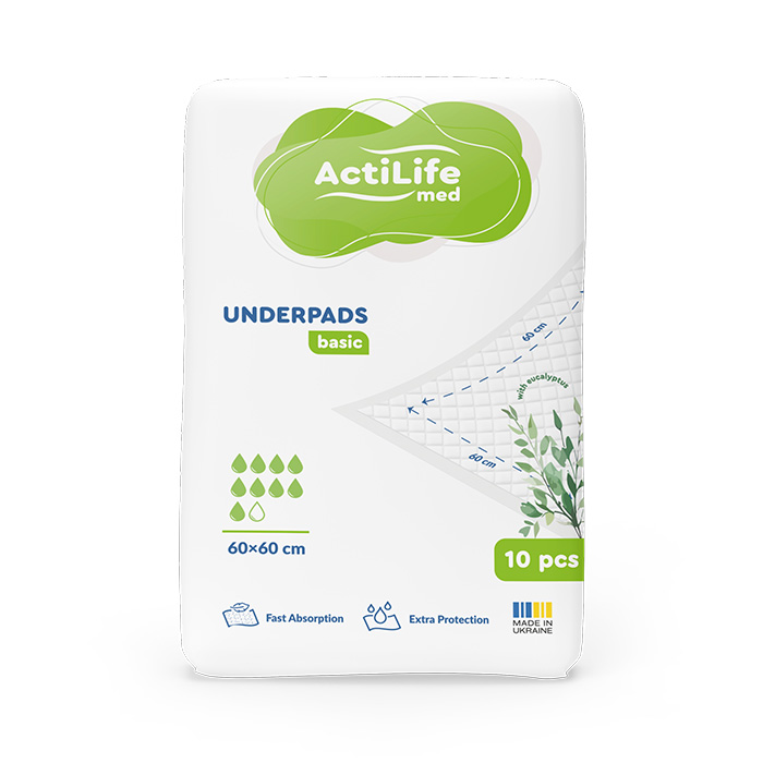 Пеленки одноразовые ActiLife Med Basic 10 шт. 60х60 см белый