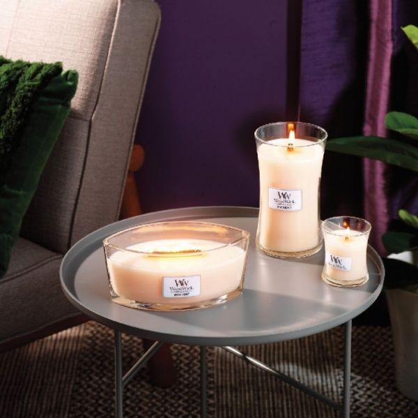 Свеча ароматическая Woodwick Ellipse White Honey 453г 