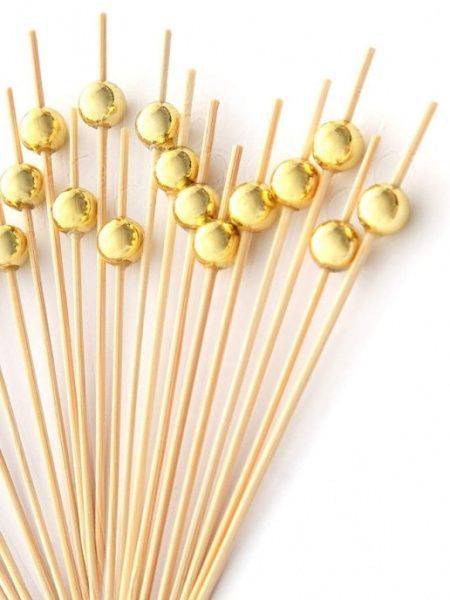 Шпажки Eco party Піка золота перлина 120 мм BSB-12G 100 шт.
