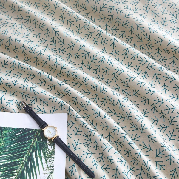 Комплект постільної білизни Mineo сімейний бежевий із зеленим La Nuit 