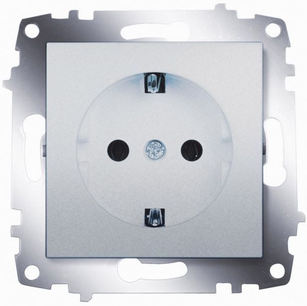 Розетка із заземленням ABB Cosmo без шторок сірий металік 619-011000-217