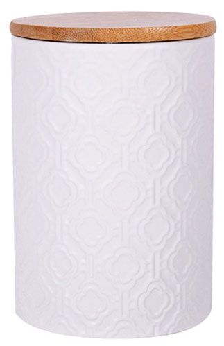 Банка для сыпучих с бамбуковой крышкой белая Lefard