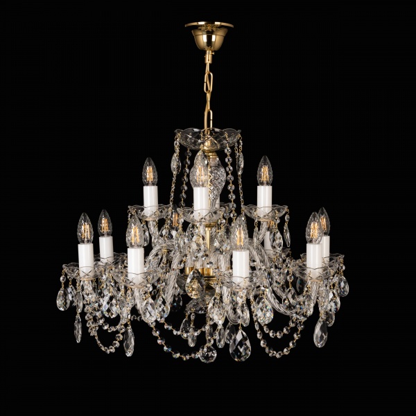 Люстра підвісна ArtGlass 12x40 Вт E14 латунь/кришталь E 0011/12/20 CL 