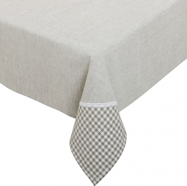 Скатерть с кружевом 140x250 см серый Галерея льна 