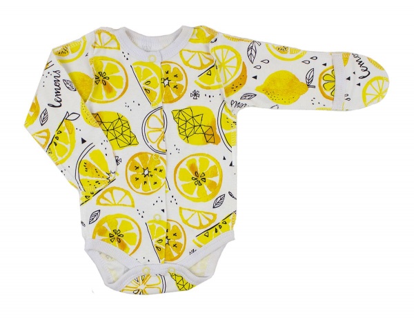 Боди унисекс Маленькие люди Лимон р.56 белый с рисунком 