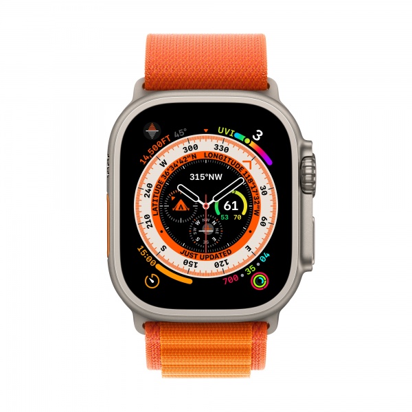 Смарт-годинник Apple Watch Ultra GPS + Cellular, 49mm Titanium Case with Orange Alpine Loop -Medium