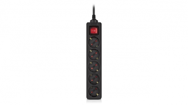 Фильтр-удлинитель Real-el RS-Protect M с заземлением 5 гн. черный 1,8 м