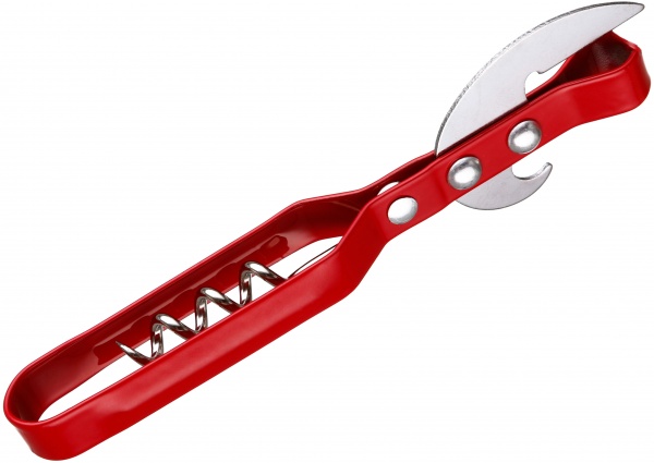 Відкривачка для консервних банок металева універсальна зі штопором