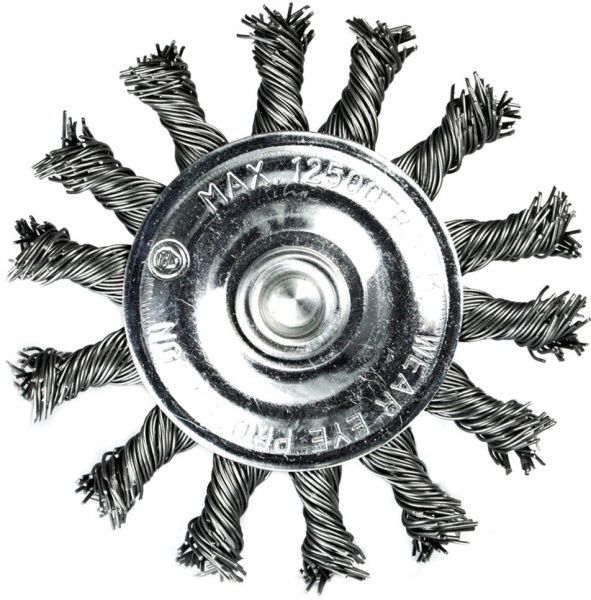 Щітка дискова 75мм, плетений дріт хвост.6мм d 0,5 об/хв 4500 стальний дріт S&R 136635075