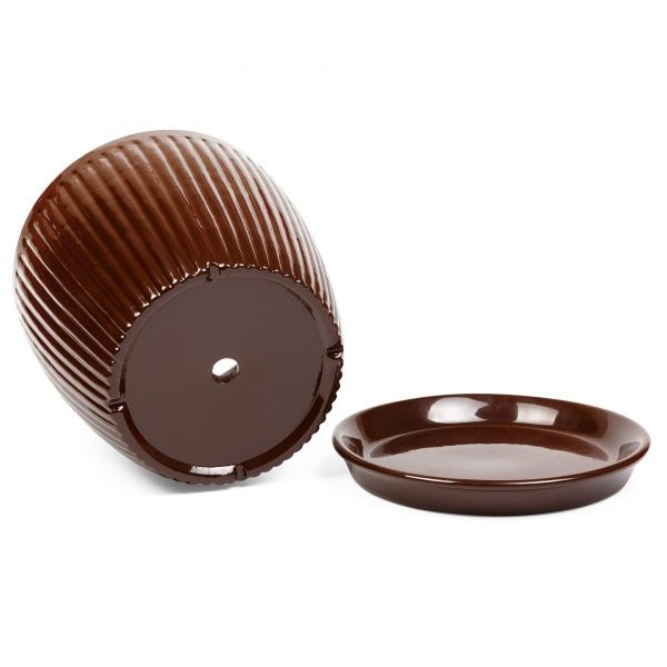 Горщик керамічний Вертикаль преміум круглий 1л шоколадний 