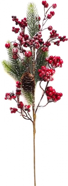 Веточка декоративная хвойная Meizhou Huafu Trading с красными ягодами 53 см W68-20A001N-5 