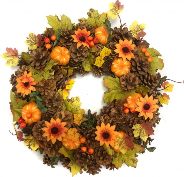 Венок New Star осенний с шишками и тыквами C320238 40 см