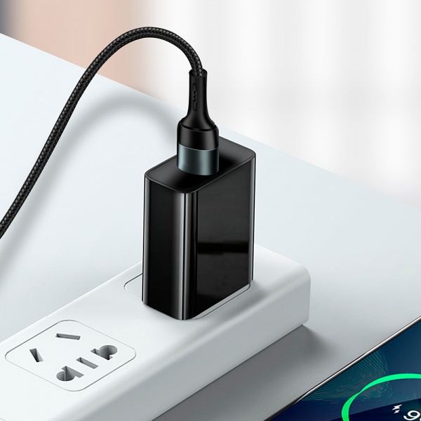 Кабель ColorWay USB - MicroUSB (nylon) 2.4 А 1 м чорний (CW-CBUM045-BK) 