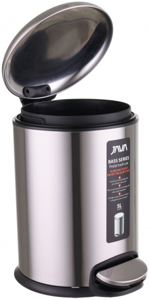 Ведро с педалью Java JH-8853 - 5L chrome SOFT CLOSE
