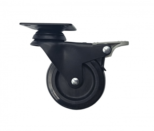 Ролик поворотный с площадкой термопл. резина D75 с тормозом черный Burak 0752 FZHSS