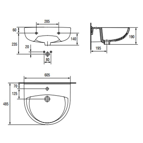 Умывальник CERSANIT President 60 K08-104