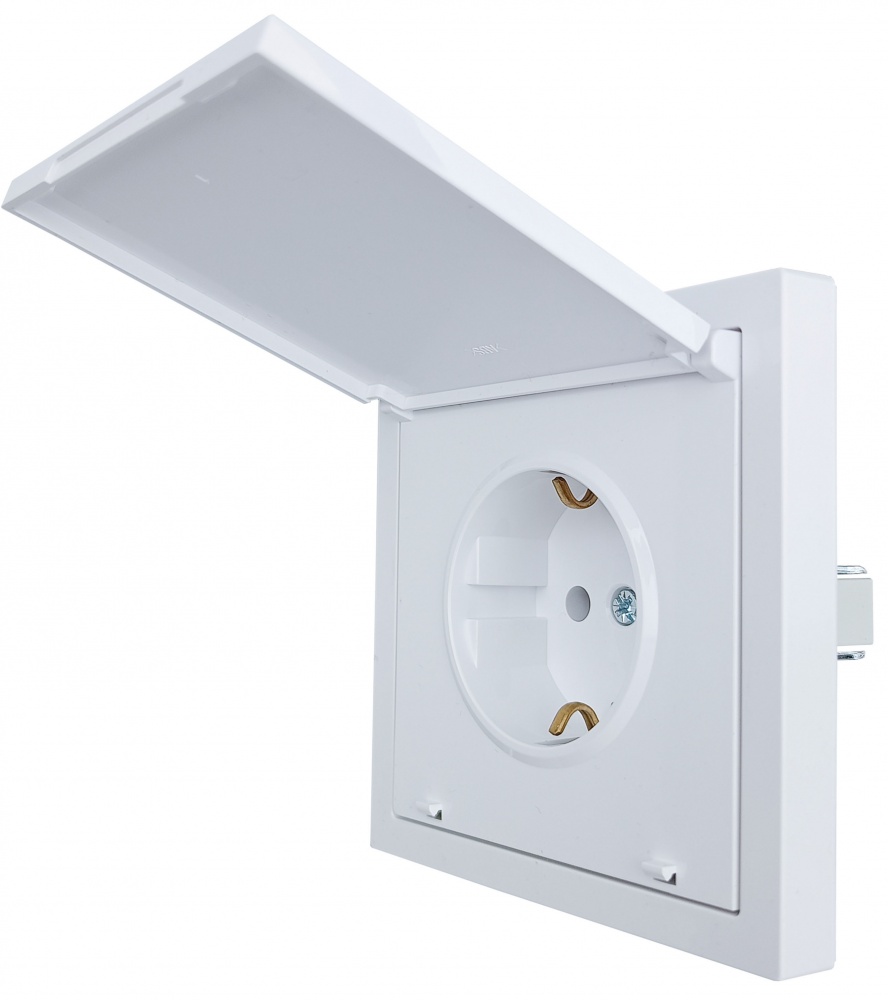 Розетка с крышкой бытовая с заземлением HausMark Juna IP20 белый