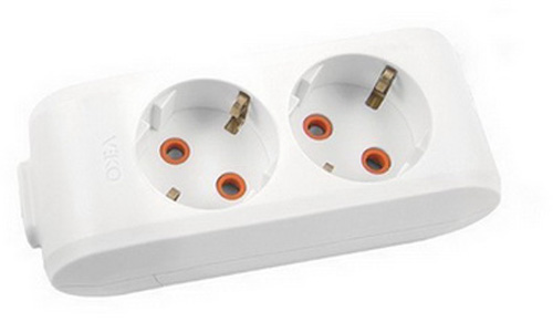 Колодка 16 А 230 В із заземленням 2 гн. білий 90114200 