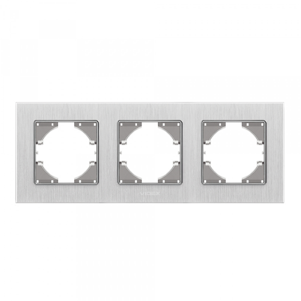 Рамка трехместная Videx Binera горизонтальная серебряный VF-BNFRA3H-SL