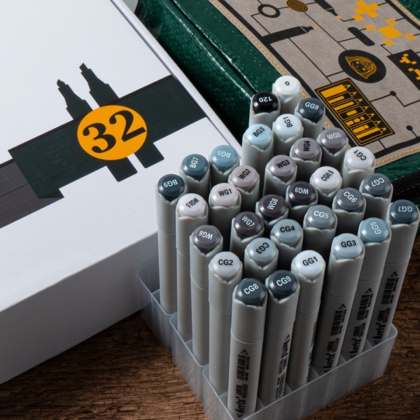 Набор маркеров Arrtx OROS ASM-03GY 32 цвета, серые оттенки LC302543 