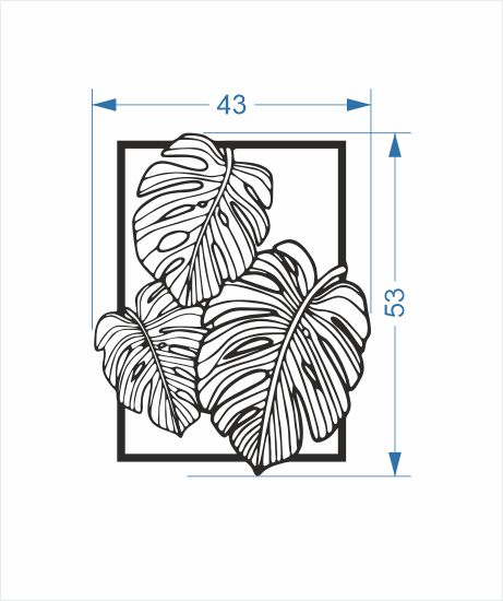 Панно STEEL CHARACTER Монстера 53x43 см черный 