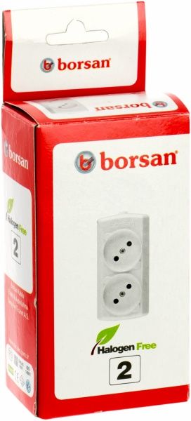 Колодка Borsan без заземления 2 гн. белый BR-1542-0 