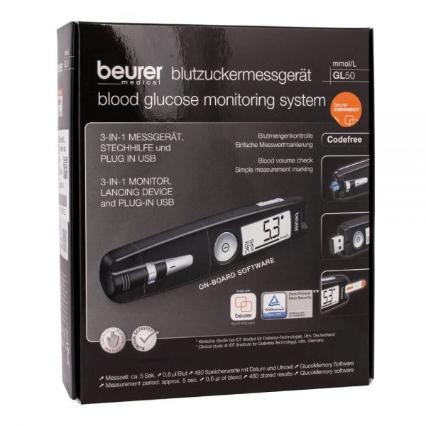 Глюкометр Beurer 3 в 1 GL 50 с USB черный