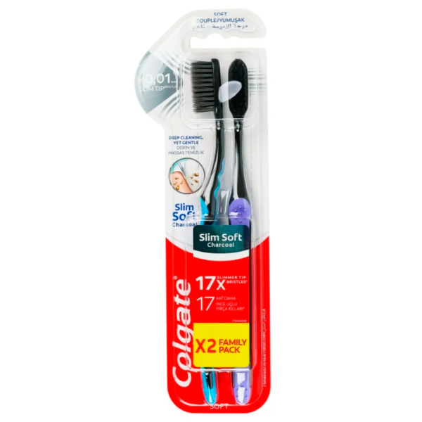 Набор Colgate Slim Soft Charcoal Шелковые Нити с древесным углем 2 шт.
