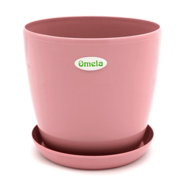Горшок пластиковый Омела Глянец 0,8 литра круглый пудровый 