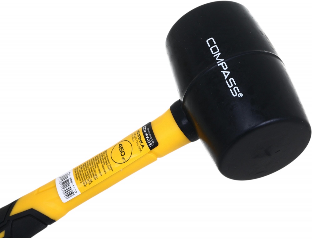 Киянка Compass 450 г чорна гума фібергласова ручка CP-RH0450-BL