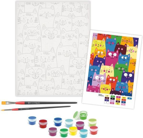 Картина по номерам Счастливые котики 35х45 см Rosa Start 