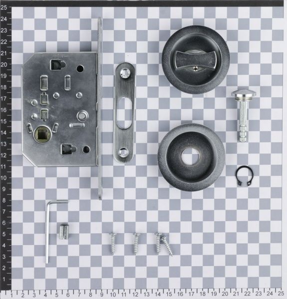 Замок врізний з ручками 4120 SC для розсувних дверей WC матовий хром