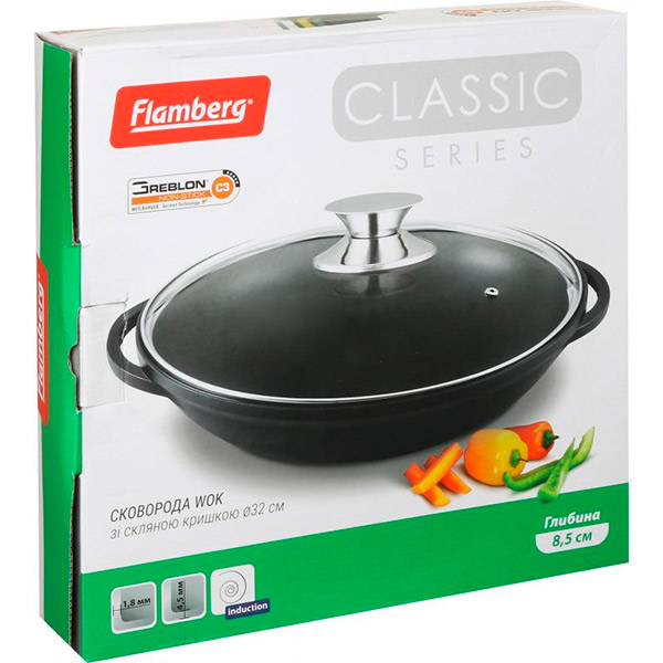 Сковорода WOK с крышкой Classic 32 см BSW1428 Flamberg