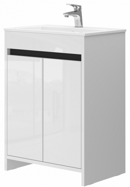 Тумба напольная ЮВЕНТА Lemgo - 60 на ножках белая с умывальником 