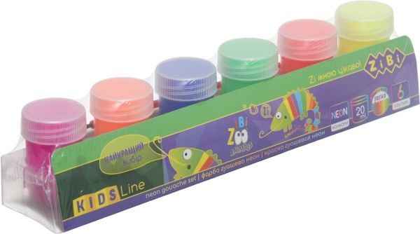 Краска гуашевая Kids Line Neon 6х20 мл ZiBi