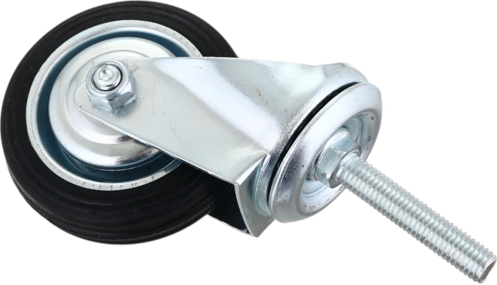 Колесо d75 мм резиновое поворотное с резьбовым штырем M10