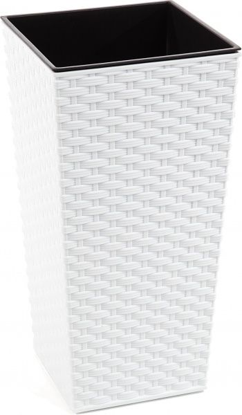 Горшок для цветов Lamela Финезия 300 ротанг квадратный 27л белый 